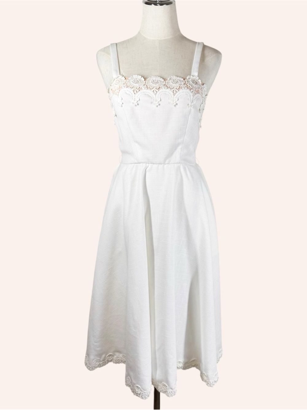 Vintage Lilli Diamond White Fit Flare Dress Size XS Retro Wedding Bride Marilyn - Picture 6 of 12